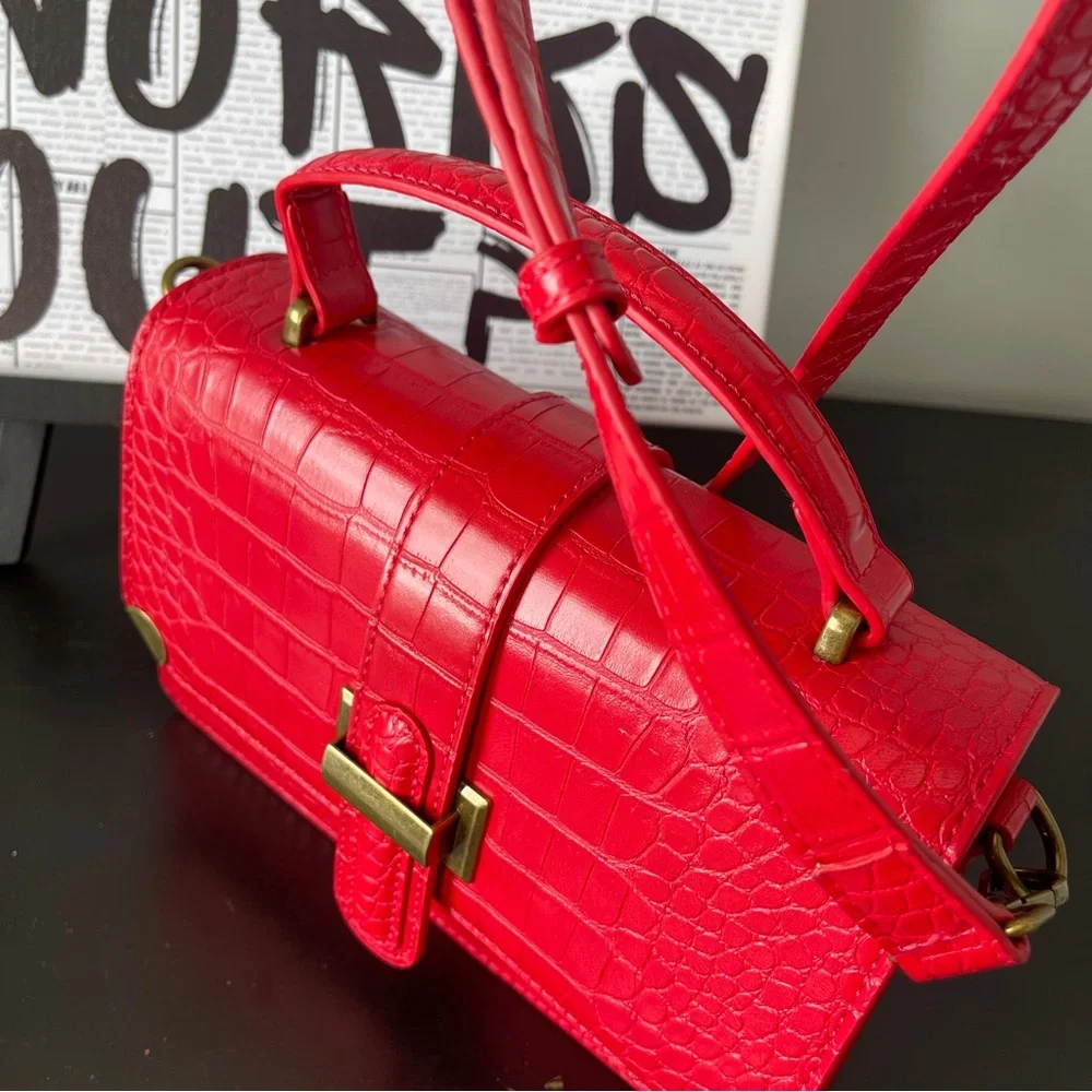 Women’s Classy Croc Embossed Crossbody Shoulder Top Handle Handbag Purse